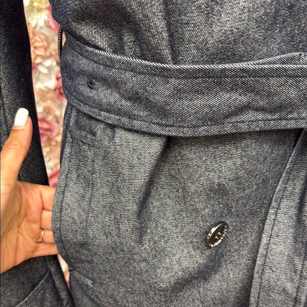 BCBGMaxAzria Gray Belted Trench Coat SPL - Picture 4 of 6